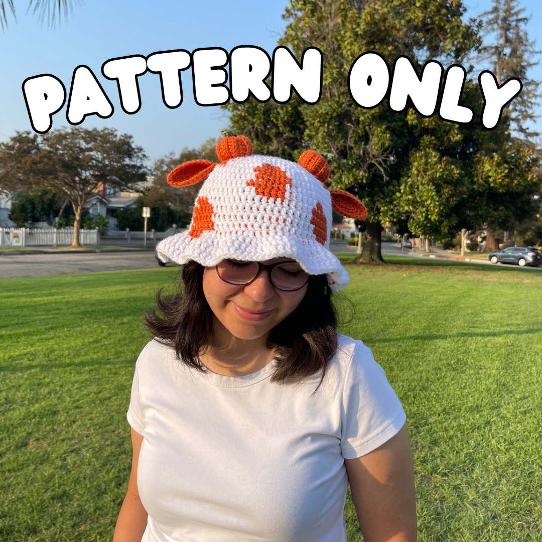 Crochet Pumpkin Cow Bucket Hat PATTERN