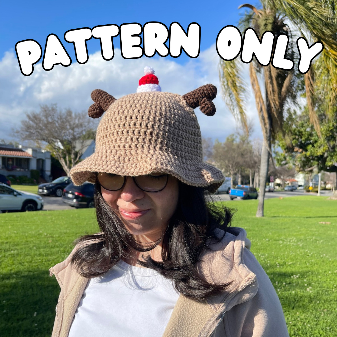 Crochet Reindeer Bucket Hat PATTERN