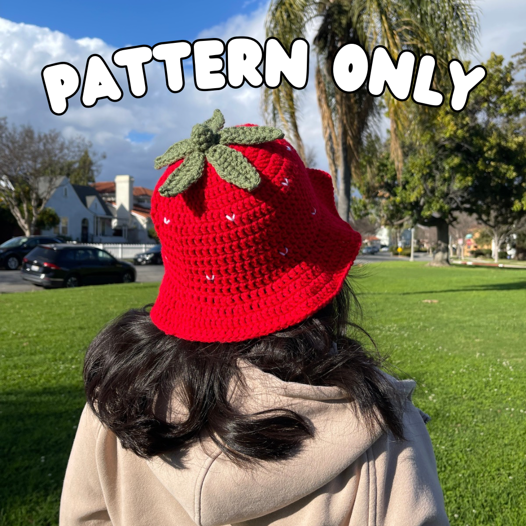Crochet Strawberry Bucket Hat PATTERN
