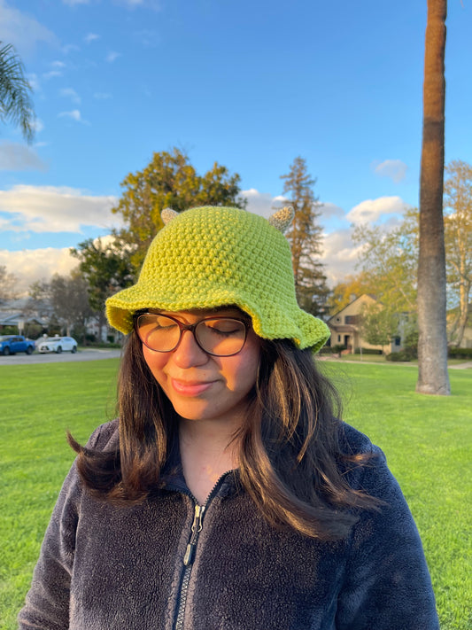 Crochet Mike Wazowski Bucket Hat