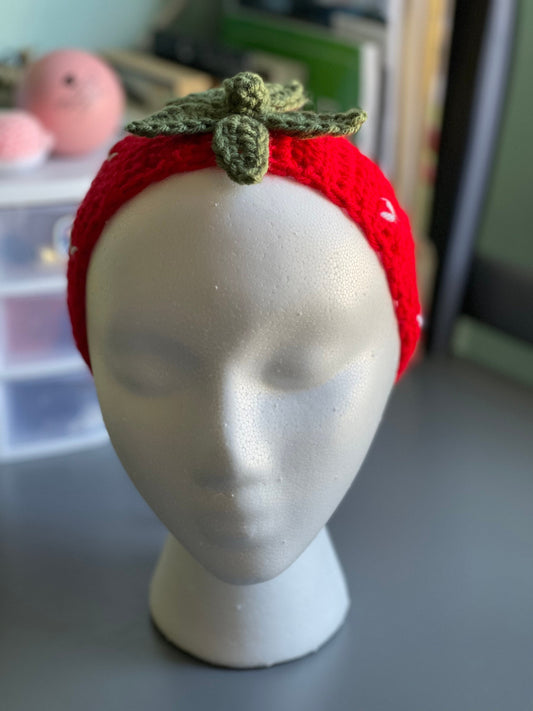 Diadema De Fresa De Ganchillo