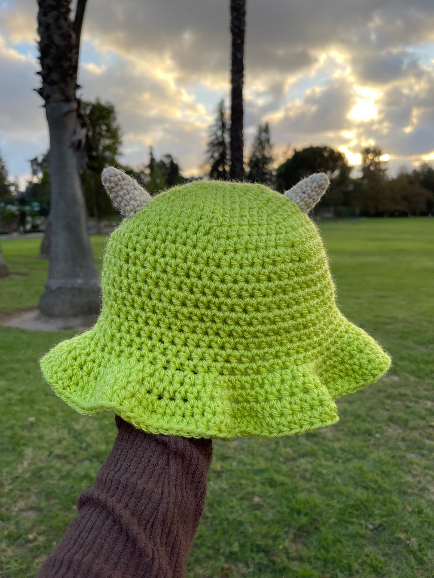 Crochet Mike Wazowski Bucket Hat