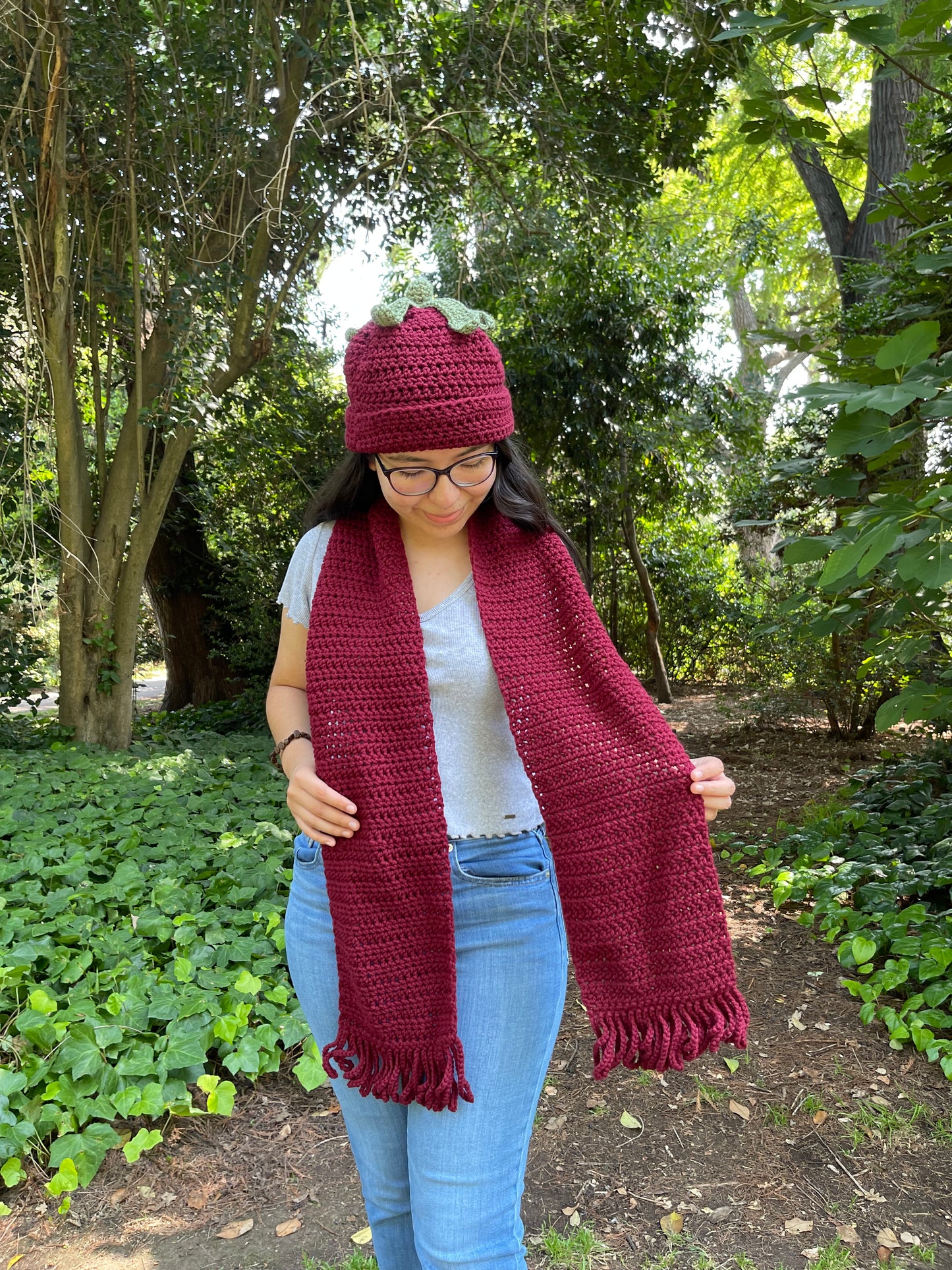 Crochet Tulip Beanie & Scarf Set