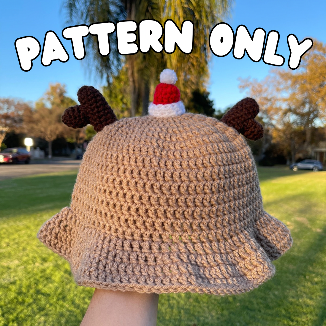 Crochet Reindeer Bucket Hat PATTERN