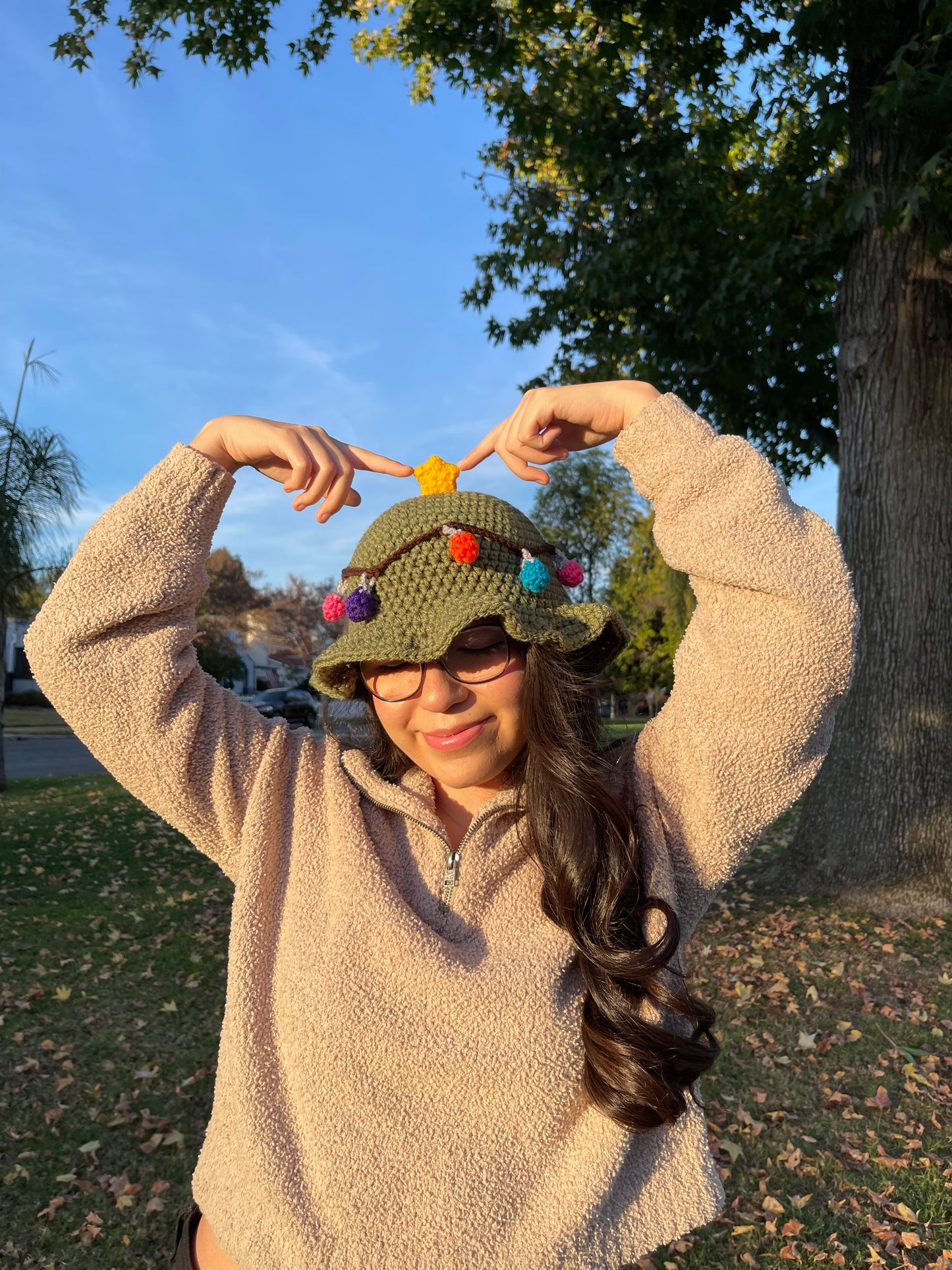 Crochet Christmas Tree Bucket Hat