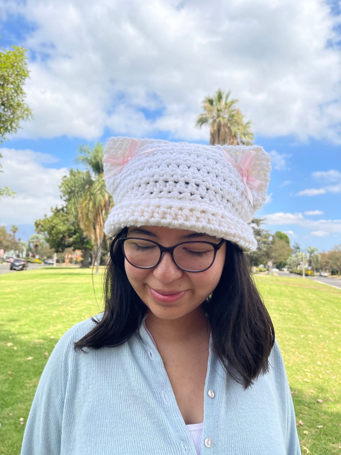 Gorro de gato de ganchillo