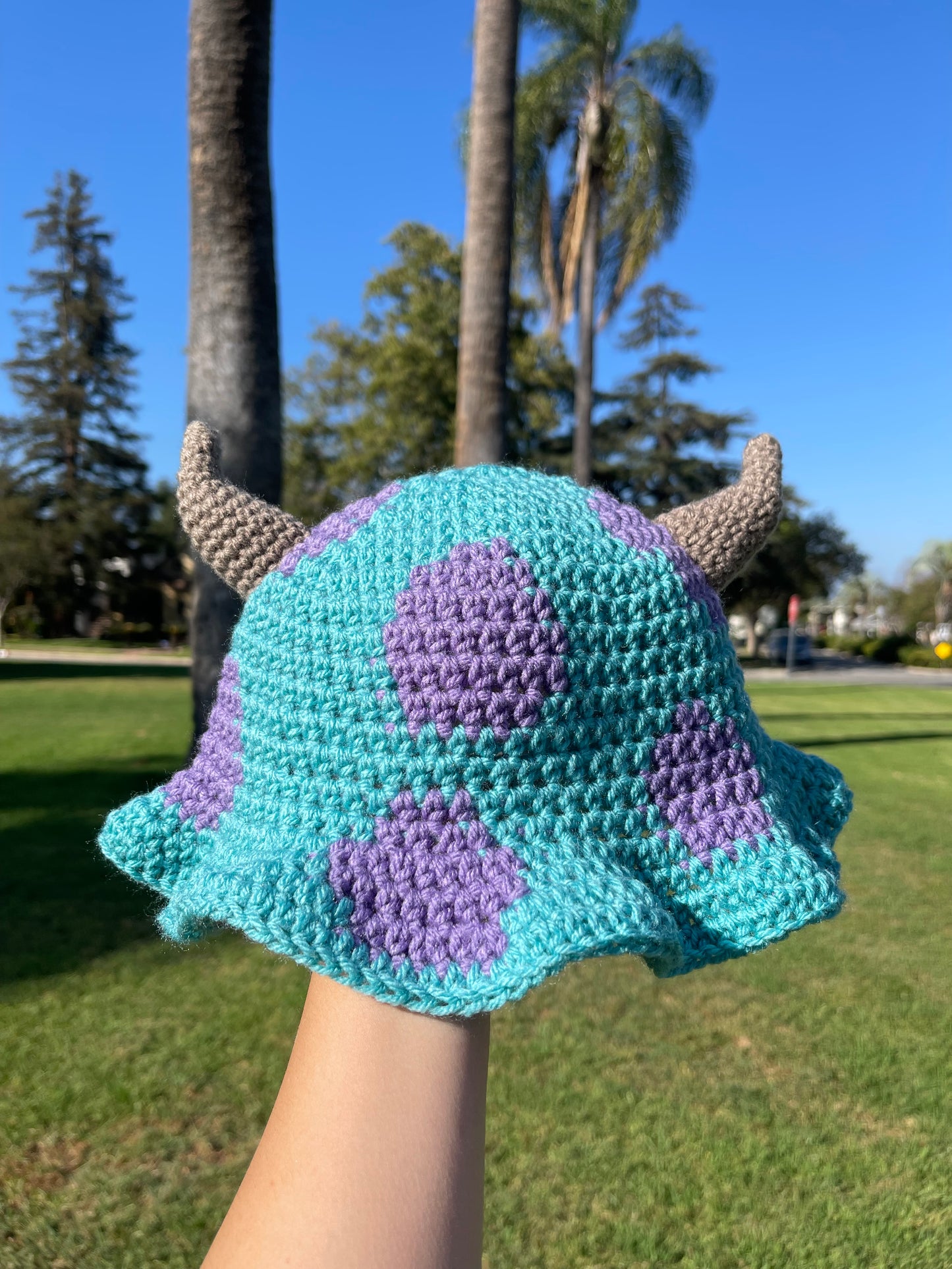 crochet sully monsters inc Crochet Sully Bucket Hat 16 in (2-3 months)