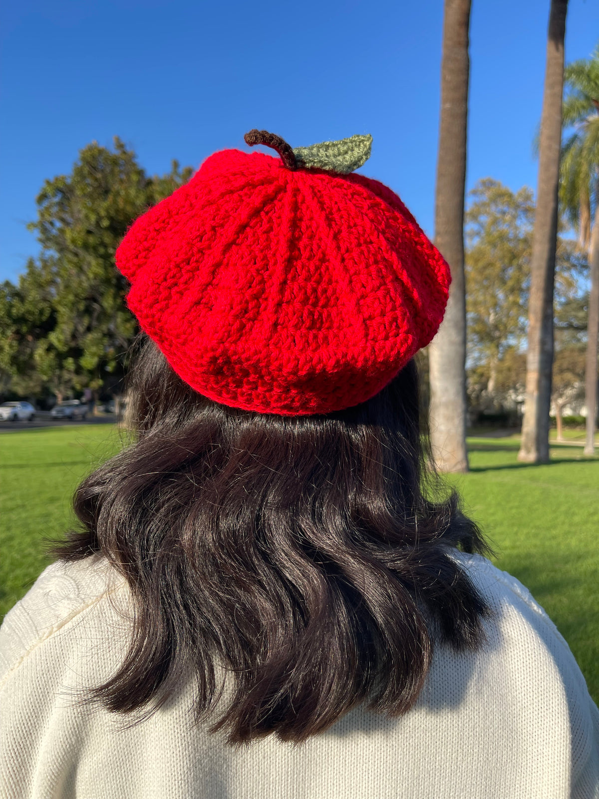 7996 Women\'s Beret Hat, Crocheted Red, One Womens Red Crochet Beret Hat - Walmart.com main image 4