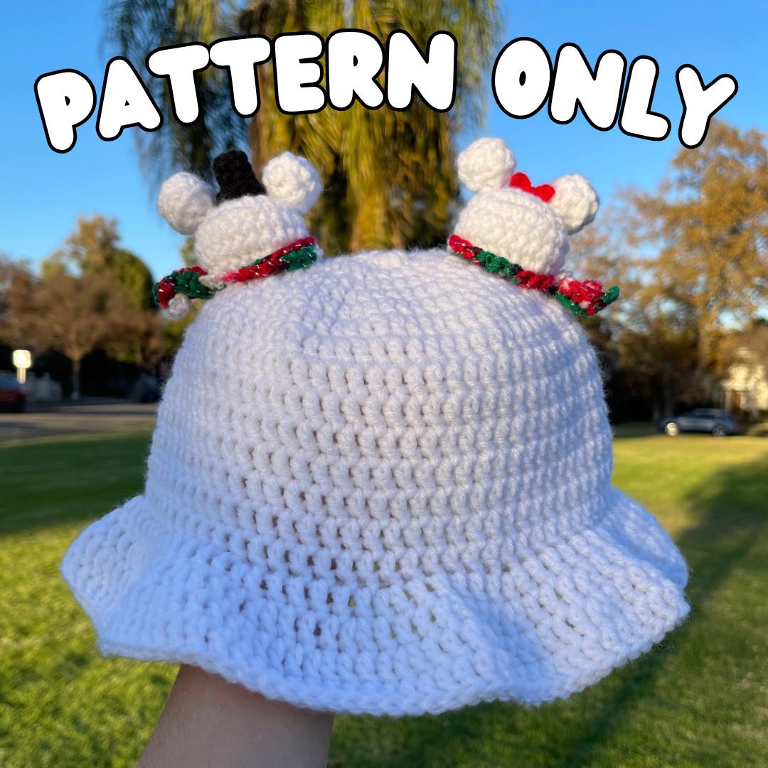 Crochet Holiday Mickey & Minnie Bucket Hat PATTERN