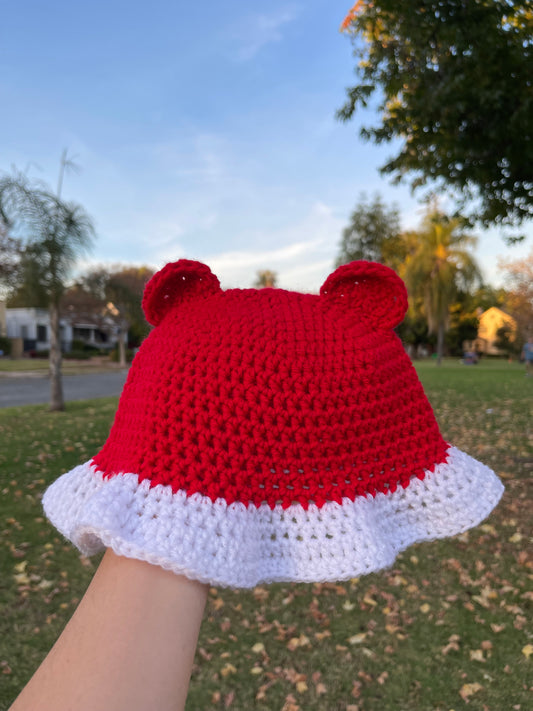 Crochet Santa Bear Bucket Hat