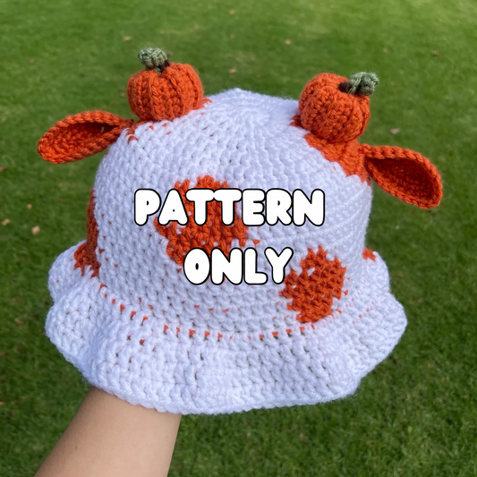 Crochet Pumpkin Cow Bucket Hat PATTERN