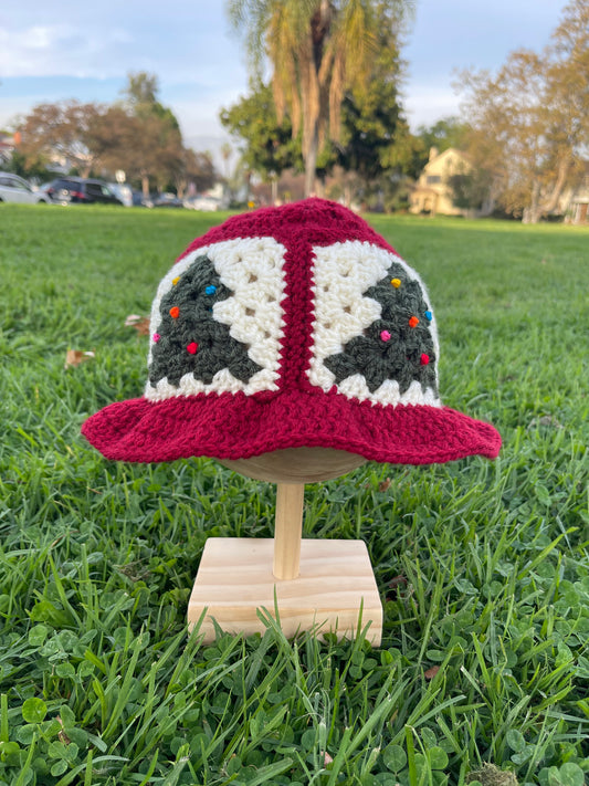 Crochet Christmas Tree Bucket Hat