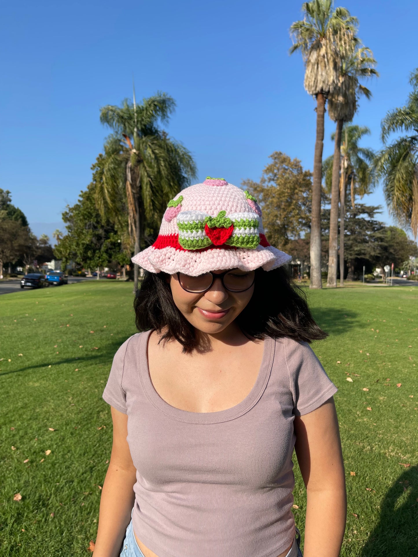 Crochet Strawberry Shortcake Bucket Hat