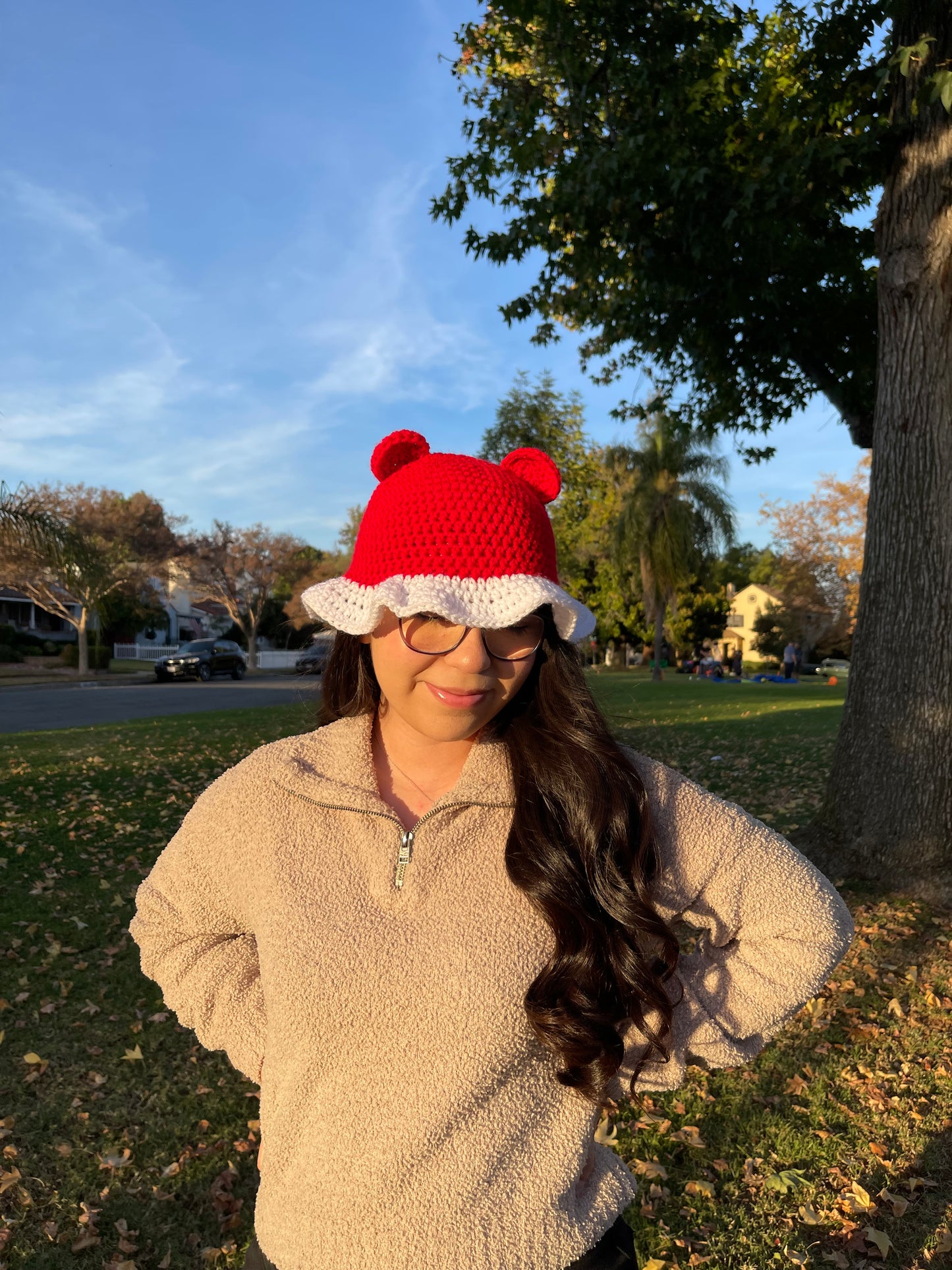 Crochet Santa Bear Bucket Hat