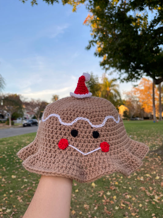 Crochet Gingerbread Bucket Hat