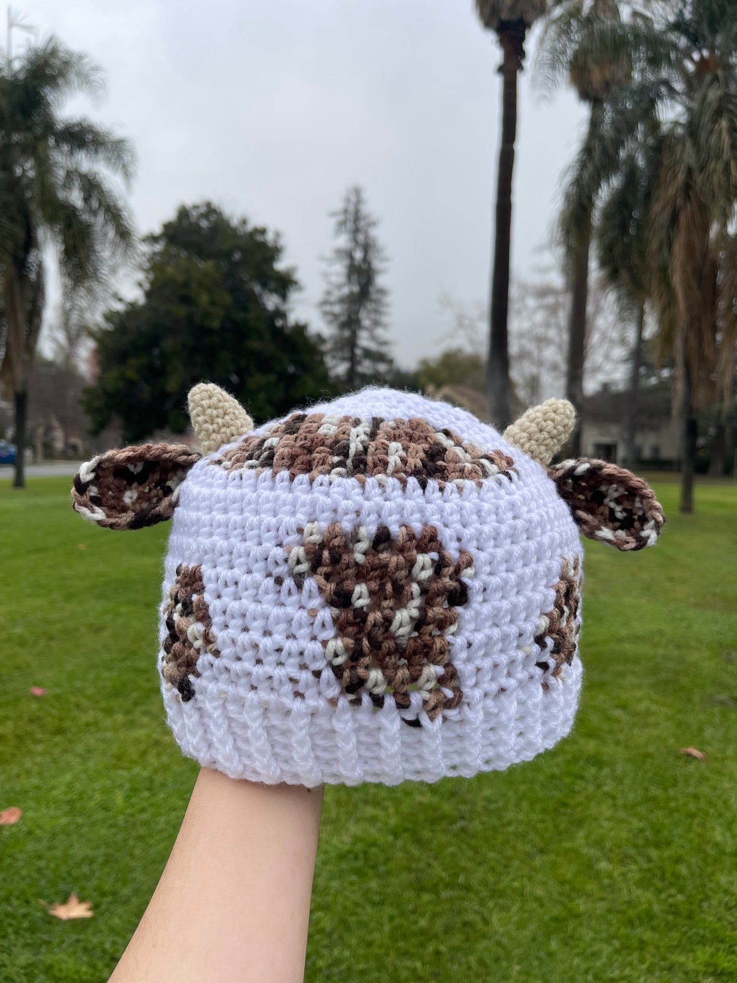 Gorro de vaca de galleta de ganchillo