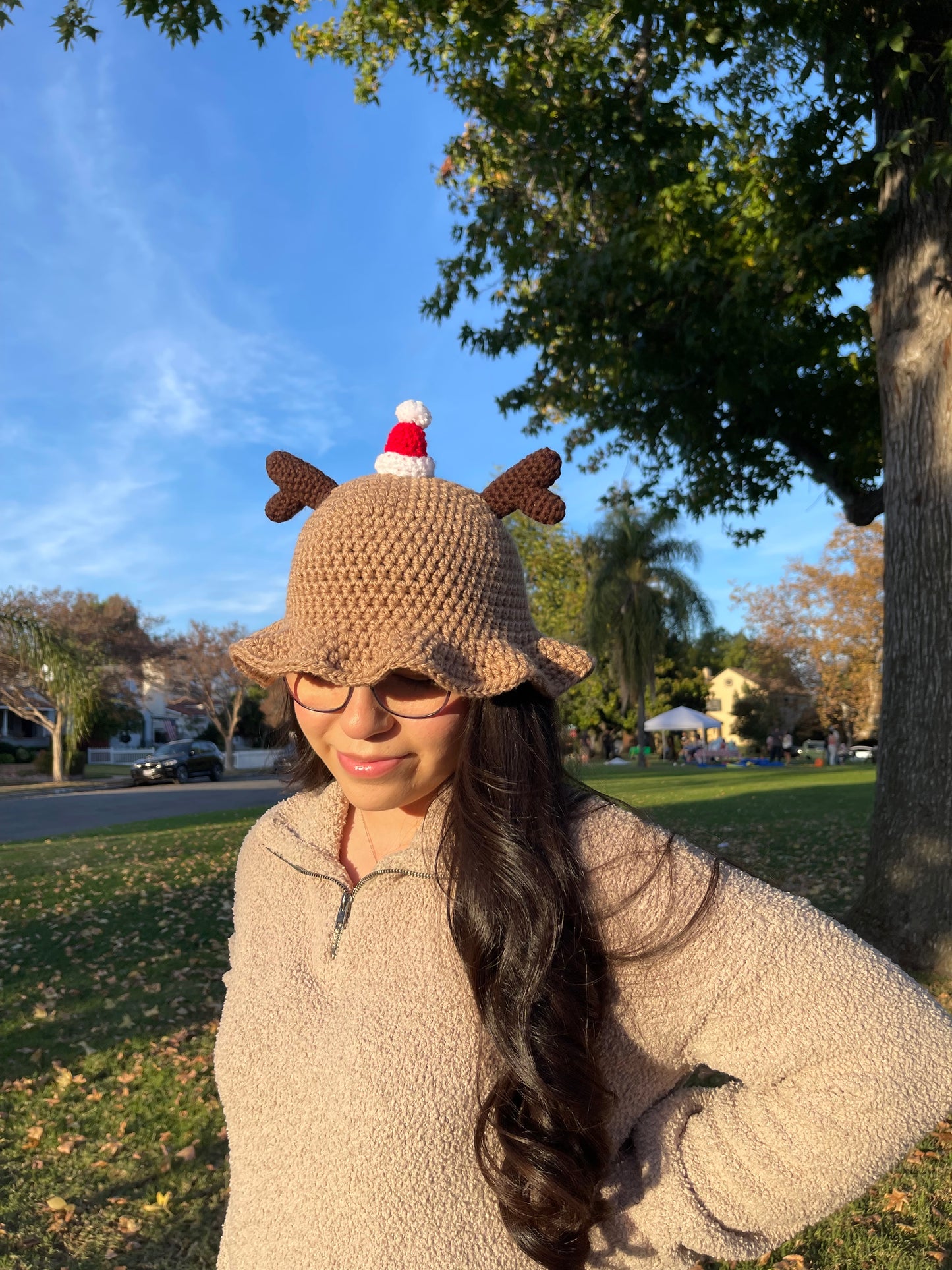 Crochet Reindeer Bucket Hat