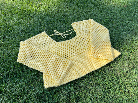 Top de manga larga de crochet