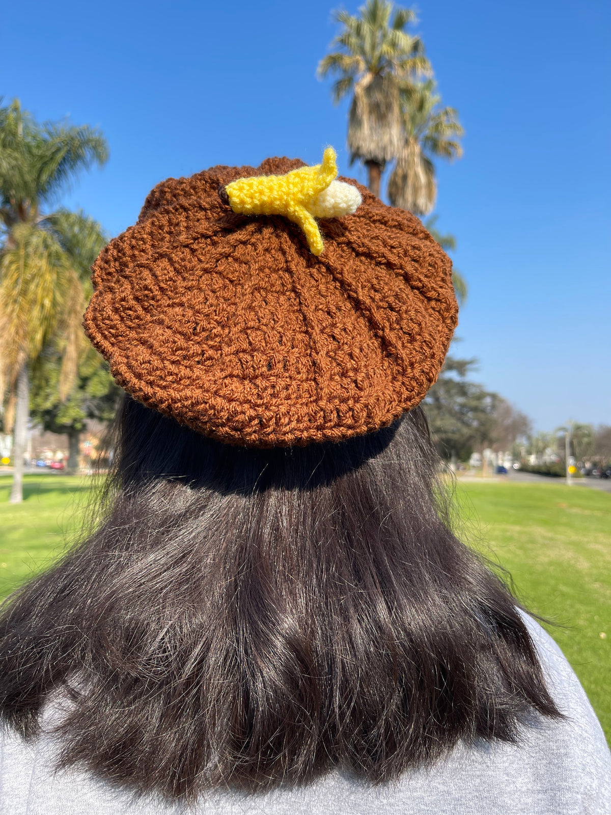 GANNI Ring-embellished crocheted cotton beret One size Nwt In Pale Banana Ganni Crochet Metallic Beret - Black | Garmentory main image 2
