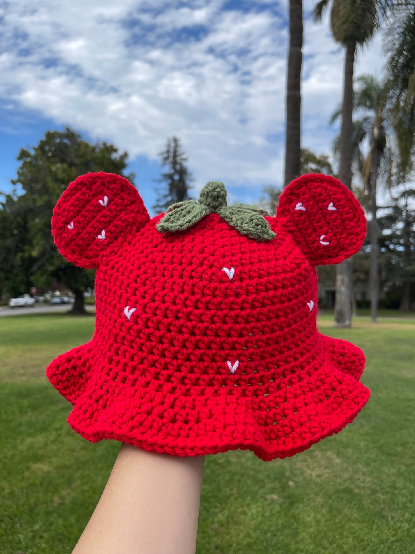 Crochet Strawberry Mickey Bucket Hat