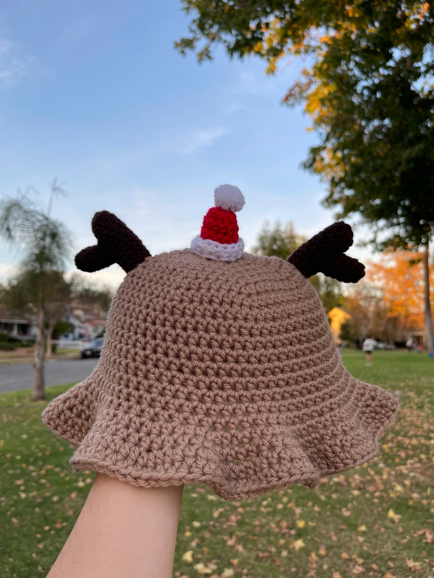 Crochet Reindeer Bucket Hat