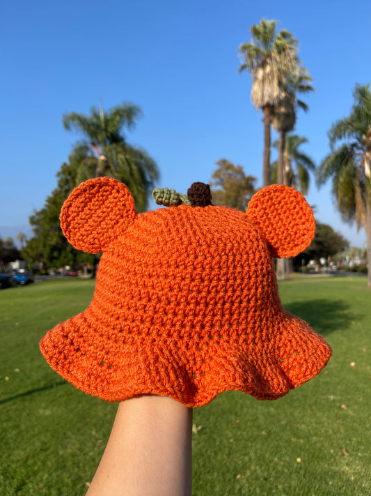 Crochet Pumpkin Mickey Bucket Hat