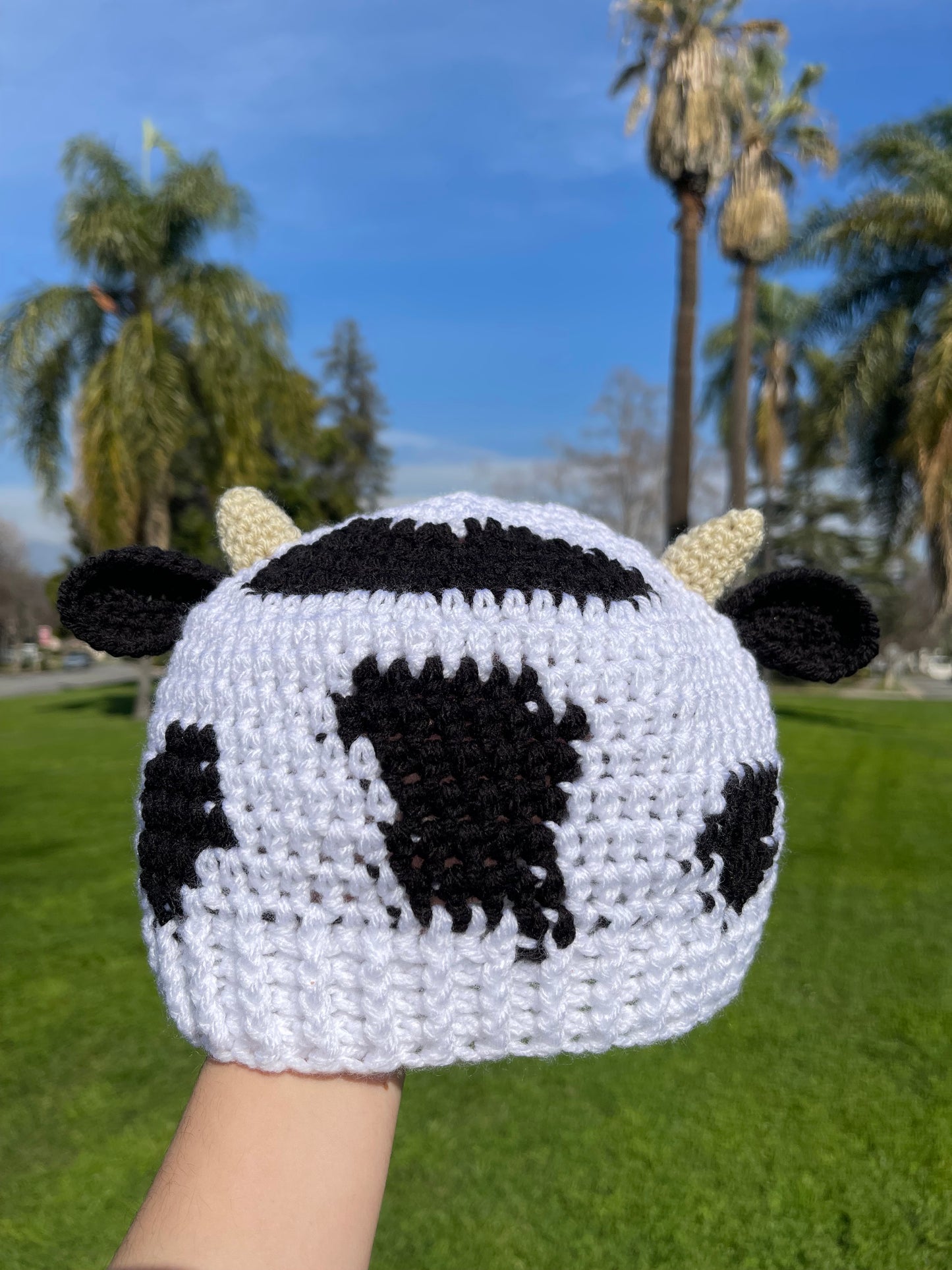 Gorro de vaca de ganchillo