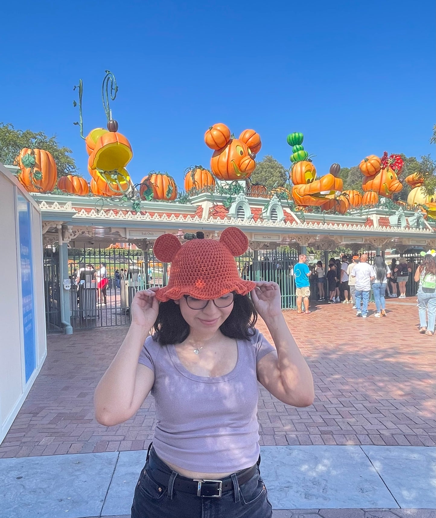 Crochet Pumpkin Mickey Bucket Hat