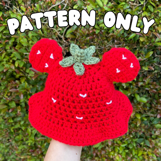 Crochet Strawberry Mickey Bucket Hat BABY SIZE PATTERN