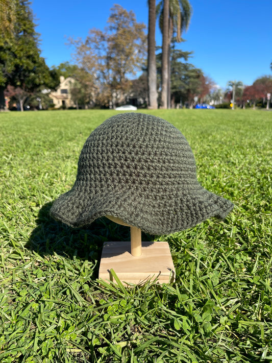 Crochet Forest Green Bucket Hat