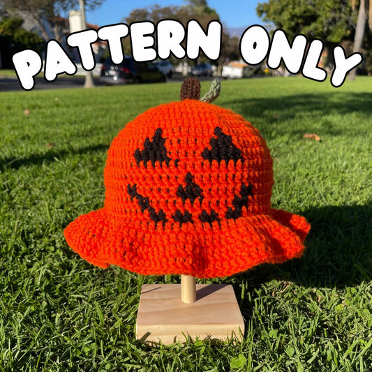 Crochet Jack-O-Lantern Bucket Hat PATTERN
