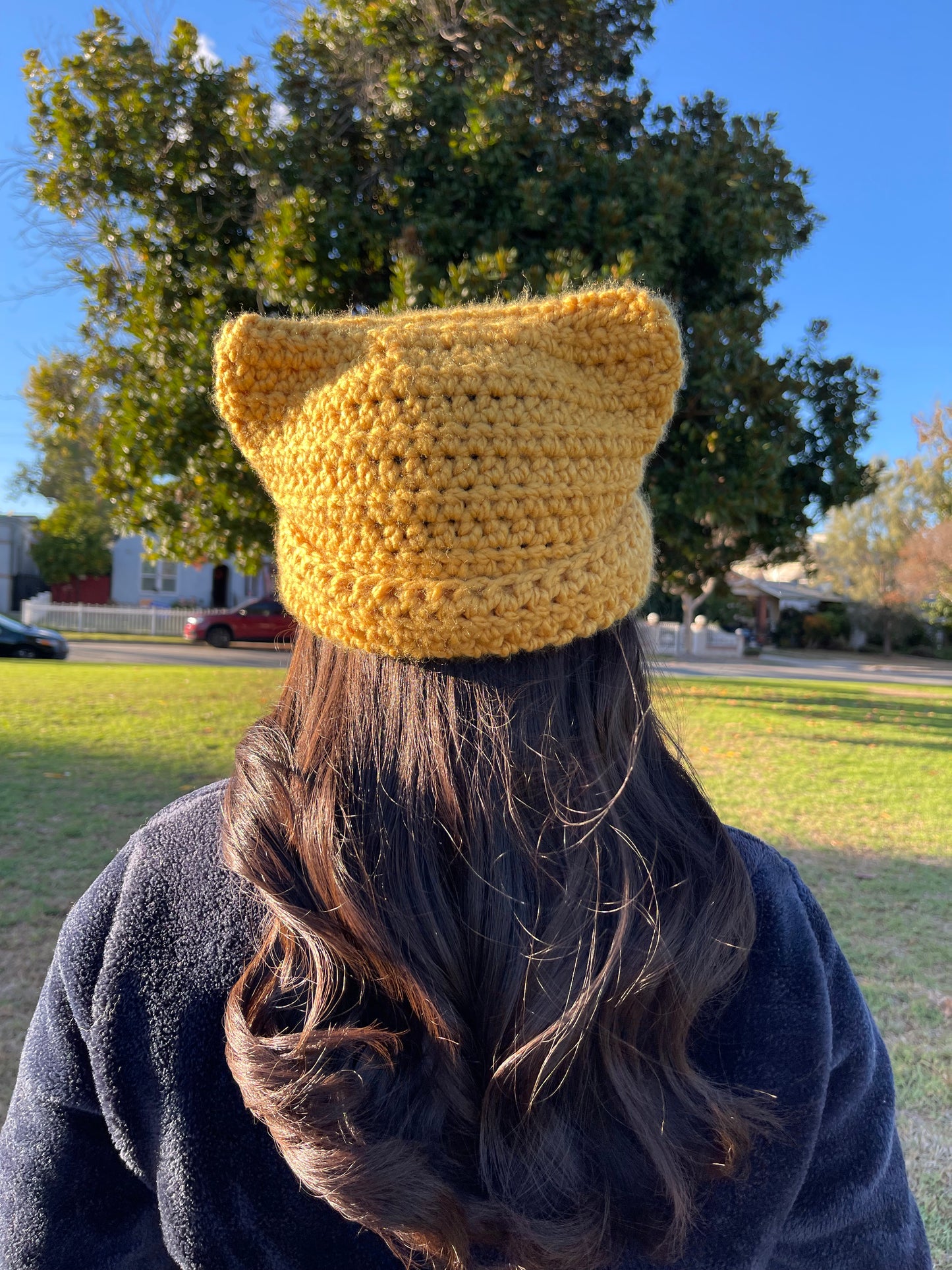 Gorro de gato de ganchillo