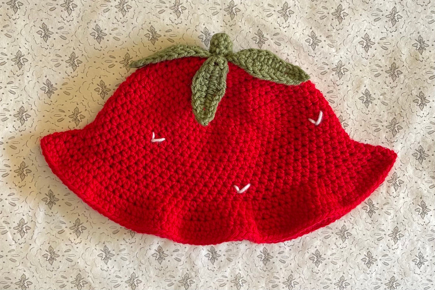 Crochet Strawberry Bucket Hat